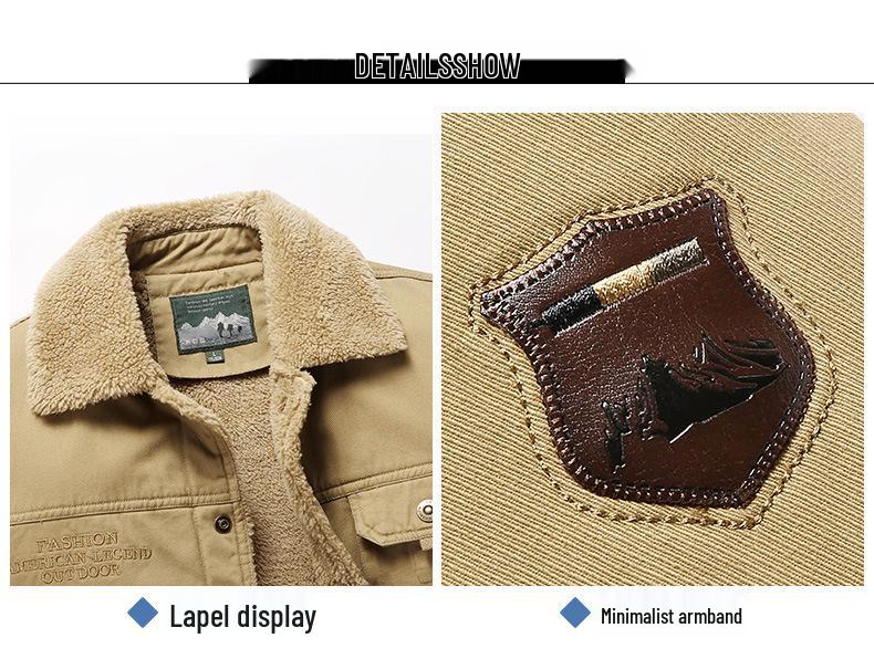 2025 Men's Washed Cotton Velvet-Enhanced Lapel Jacket - Warm Autumn/Winter Casual Outerwear