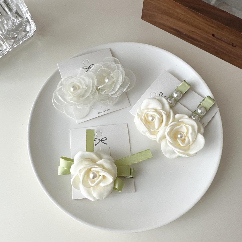 Beautiful Camellia Flower Hair Clips Elegant Cloth Art Flower Metal Alligator Clip Woman's Hair Accessories