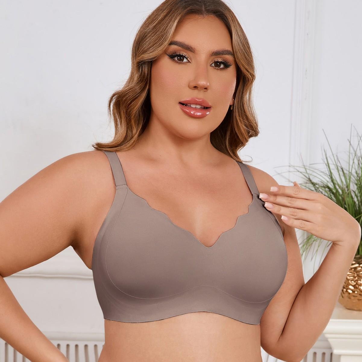 

Бесшовный бюстгальтер пуш-ап большого размера, тонкий стиль, поддержка груди, предотвращение провисания, гладкий бюстгальтер 3XL серый
