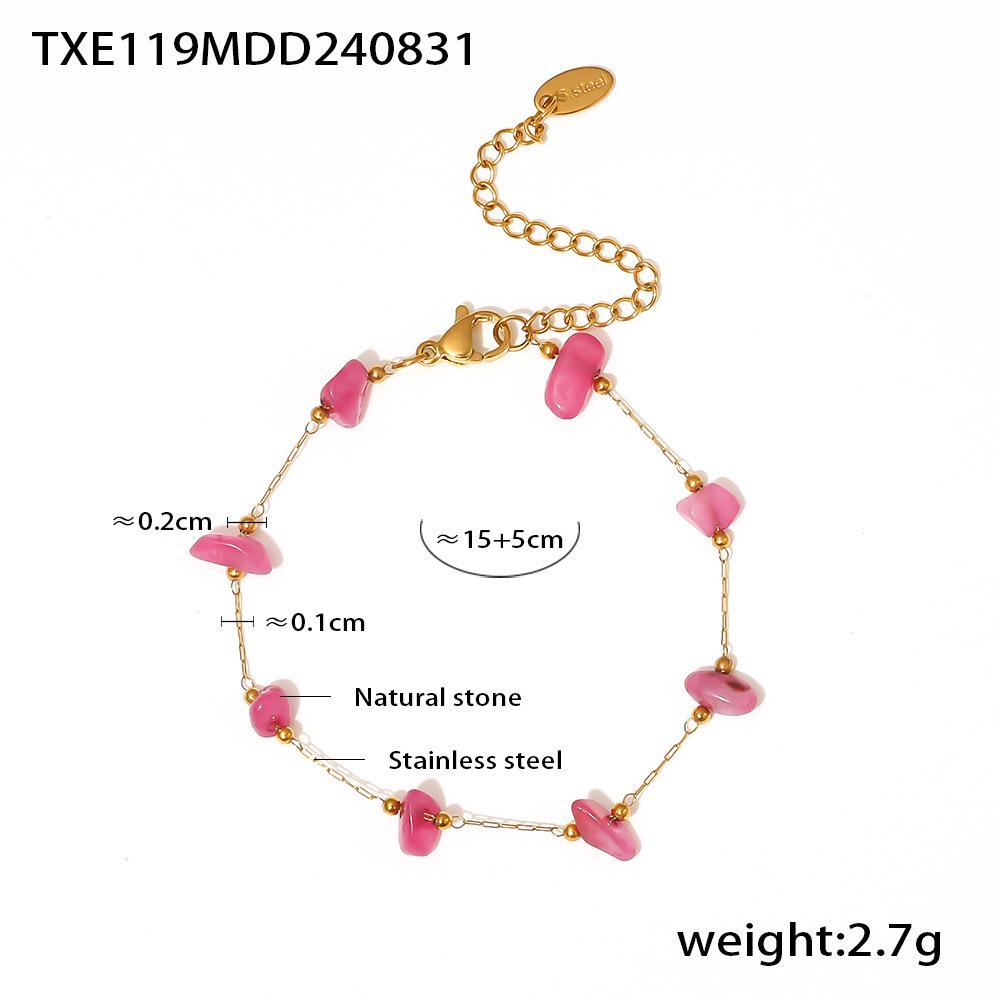 Bohemian Pink Stone Luxury Choker & Bracelet Set for Women