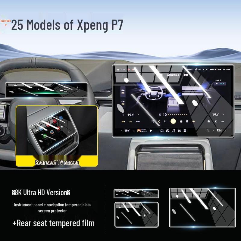 Tempered Glass Screen Protector for 25 Xiaopeng P7 Models - Central Control Navigation Film for Interior Modification