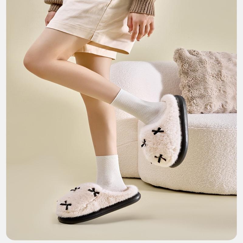 Plush Cotton Slippers Women's Indoor Household Thick-soled Wool Slippers Home Cotton Slippers To Keep Warm Home Slippers