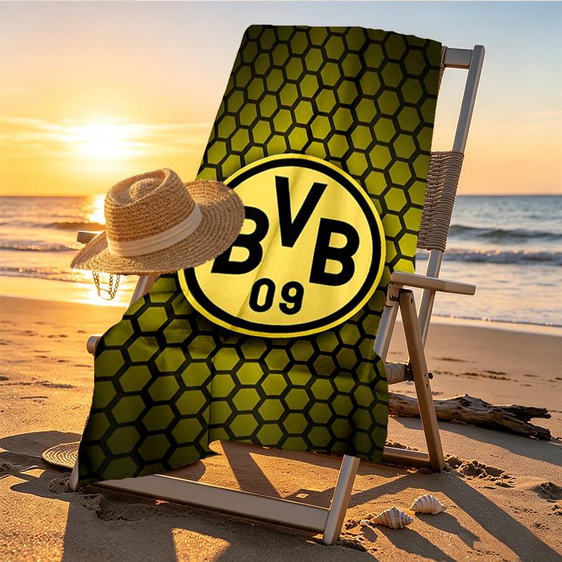 Borussia Dortmund Print Beach Towel Design, Soft, Lightweight. for Home Bathroom, Spa, Pool, Yoga, Surfing, Camping, Gift for Family, Friend