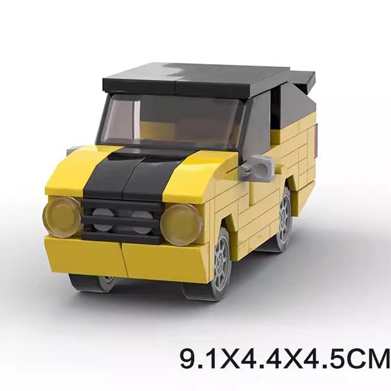 MOC City Mini Car Tractor Snowmobile Camper Van Fiated Taxi Truck Head Speed Vehicles Sets Building Blocks Toys Christmas Gift