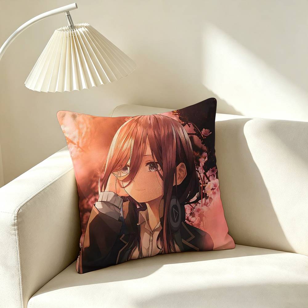 T-The Quintessential Quintuplets Miku Nakano  Pillow Case Square Double-Sided Sofa Cushion Cover Bedroom Bedside Pillow