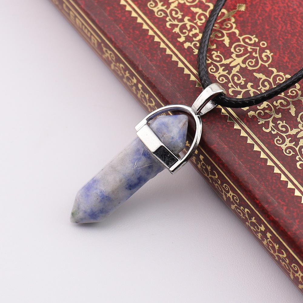 Handmade Amethyst & Rose Quartz Hexagonal Pendant Necklace N760