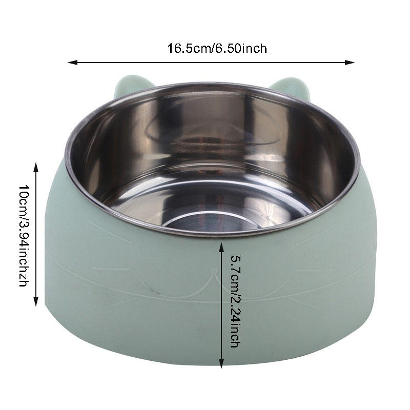 Oblique Mouth Cat Bowls for Food and Water Cute Small Pet Non-Slip Stainless Steel Feeder Bowl To Protect Cervical