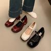 Shallow Single Shoes Waterproof Table Spring and Autumn Fairy 2025 French Square Head Word Mary Jane Shoes Girl New Wind Buckle Belt