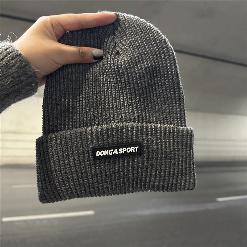 Hat Men's Winter Fashion Alphabet Wool Hat Ear Protector Solid Color Warm and Cold Knitted Cold Hat Women