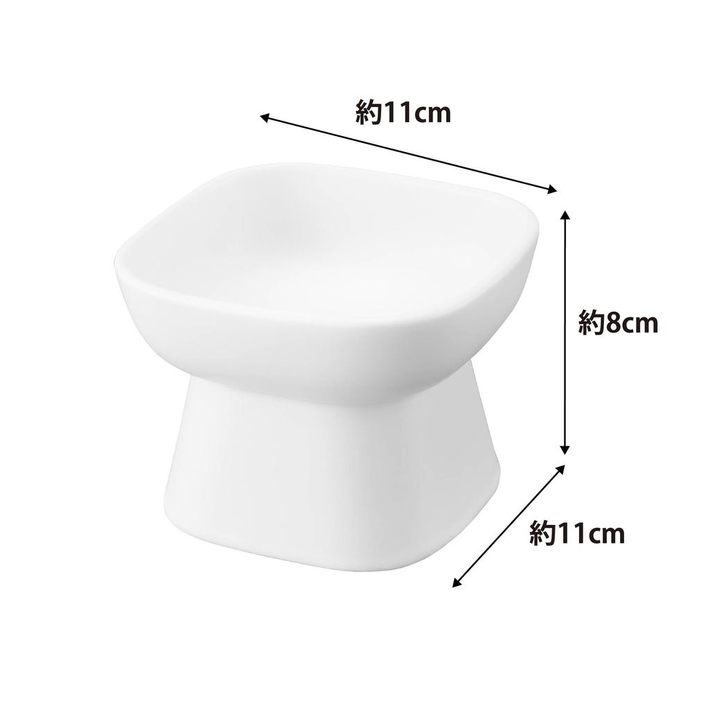 Yamazaki Jitsugyo Easy-to-Eat Keramik-Futternapf für Haustiere, Höhe ca.. B11 x T11 x H8 cm, Turm-Futterbehälter, Wasserbehälter, spülmaschinenfest