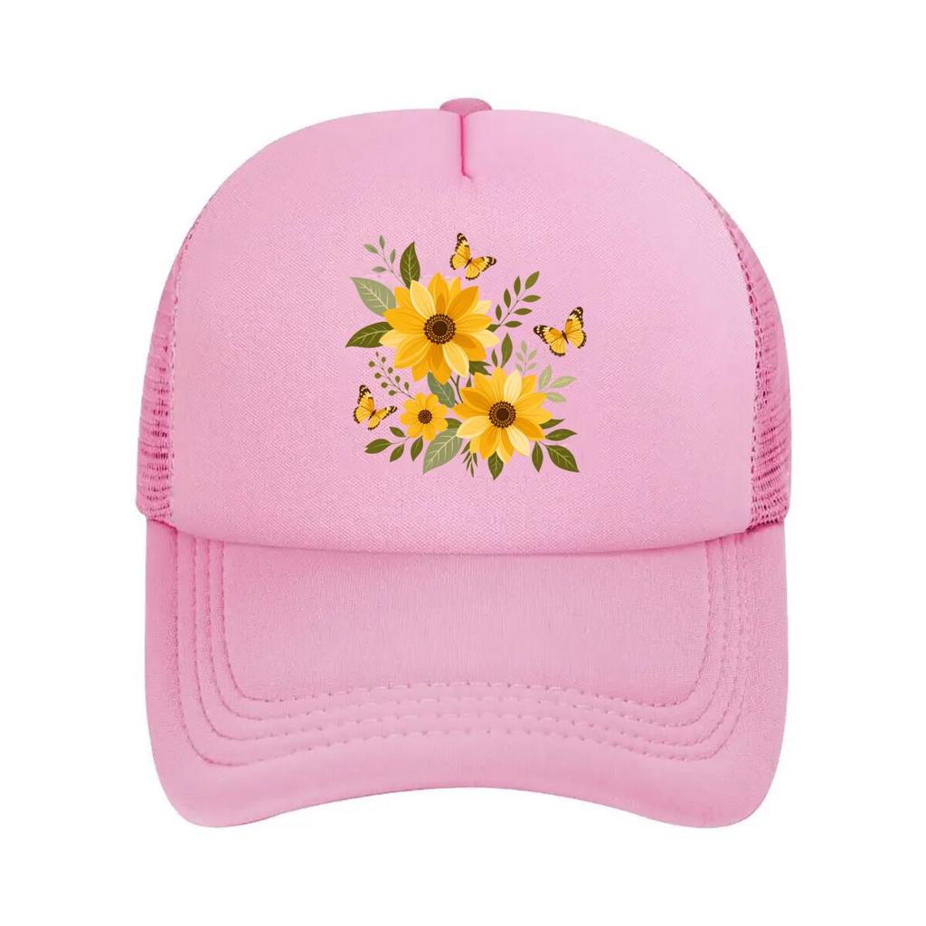 Golden Wildflower Butterfly Joy Gard  Mesh Baseball Cap Hip Hop
