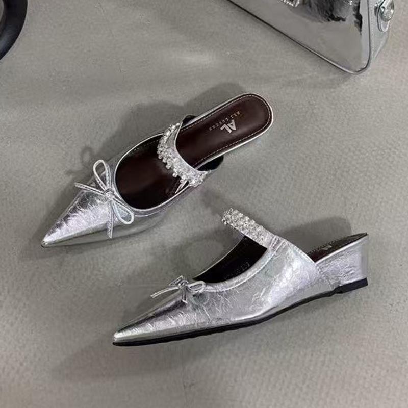 Fashion Wedges Woman Slippers Crystal Elegant Shoes Mid Heels Slingback Pumps Fashion Women Mules Shoes 2025 Summer Dress Mujer Zapatos