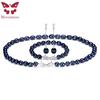 Natural Black Pearl Jewelry Sets For Women,Fashion Jewelry Dangle Earrings&Bracelet&Necklace,Rice Shape 8-9mm Pearl Star Zircon
