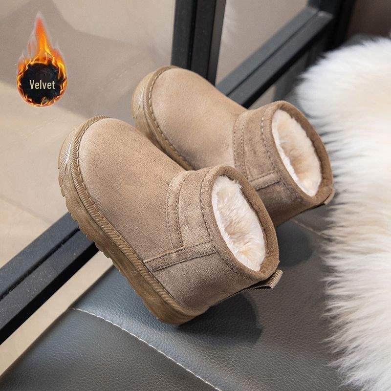 

Girls 2025 Fleece Snow Boots - All-Season Cotton Short Boots for Autumn/Winter 17.3cm, Size 27