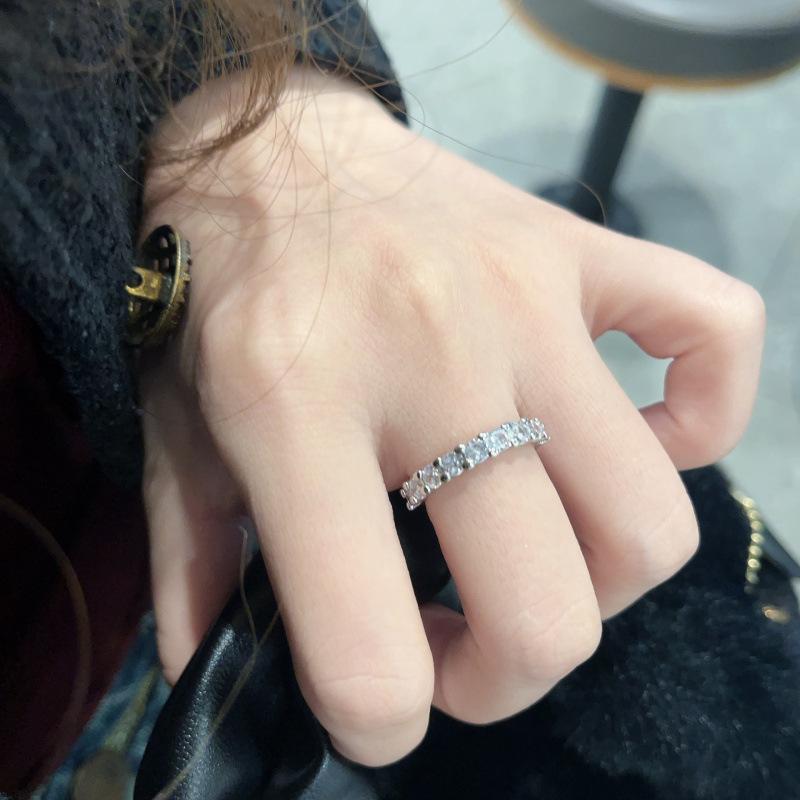 

Cold Wind Advanced Opening Inlaid Square Flash Zirconium Ring Women S Trendy Design Index Finger Ring No. 7
