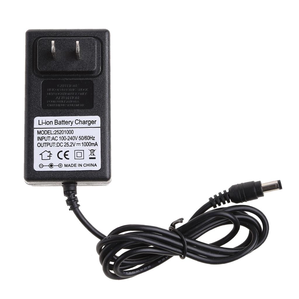 25.2V 1A Charger 25.2V Lithium Battery Charger Power Adapter Portable Wall Charger for 6 Series 21.6V 22.2V 24V Battery