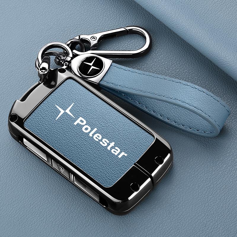Custodia Smart Key in Lega di Zinco e Pelle Custodia Chiavi per Volvo Polestar 3 Polestar 4 Polestar 2 2023 2024 Portachiavi Accessori Auto