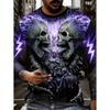 Męskie Koszulki z Graficznym Czaszką Długi Rękaw Szkielet 3D Print Street man t shirt jesień Dekolt Okrągły Casual Y2k Top oversize Męska odzież
