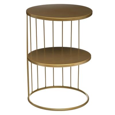 Kobu Round Table 52cm Gold Metal with Shelves