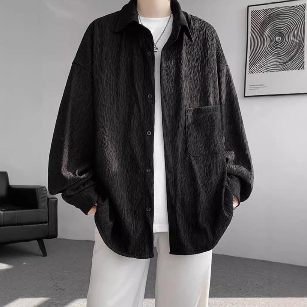 Long Sleeve Loose Large Size Solid Color Shirt