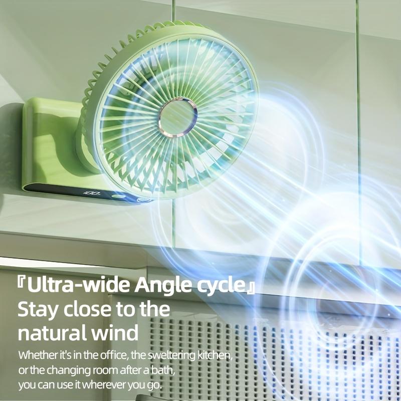 Desktop Portable Handheld Fan,2000Mah Rechargeable Fan Features Five Speed Settings, Night Light Option, And a Digital Display