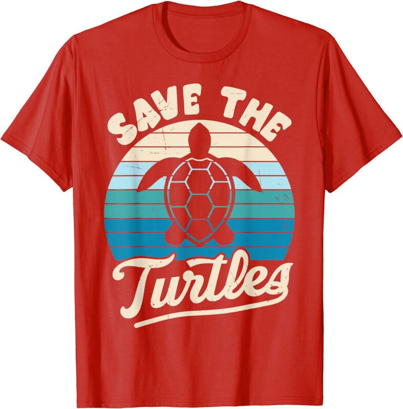 Save Turtles Sea Retro Graphic Earth Day Awareness Unisex T-Shirt Unisex T-Shirt XXXL