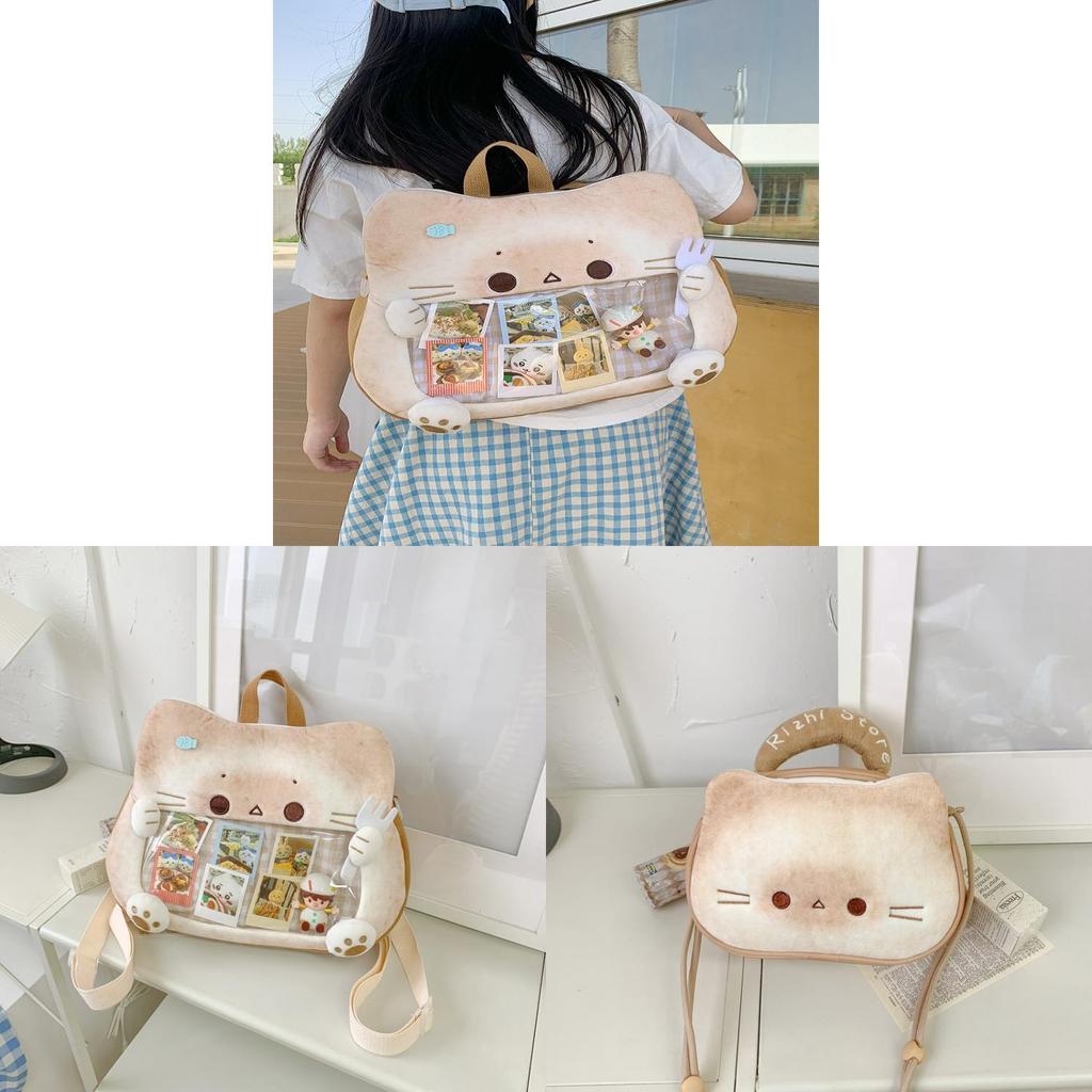 Cat Plush Water Bucket Bag With Soft Material For Casual Daily Use