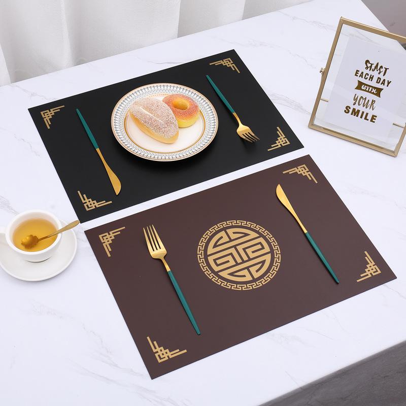 Chinese square simple special leather dining table mat Western food waterproof, oil-proof, heat-insulating and anti-scalding tableware Plate