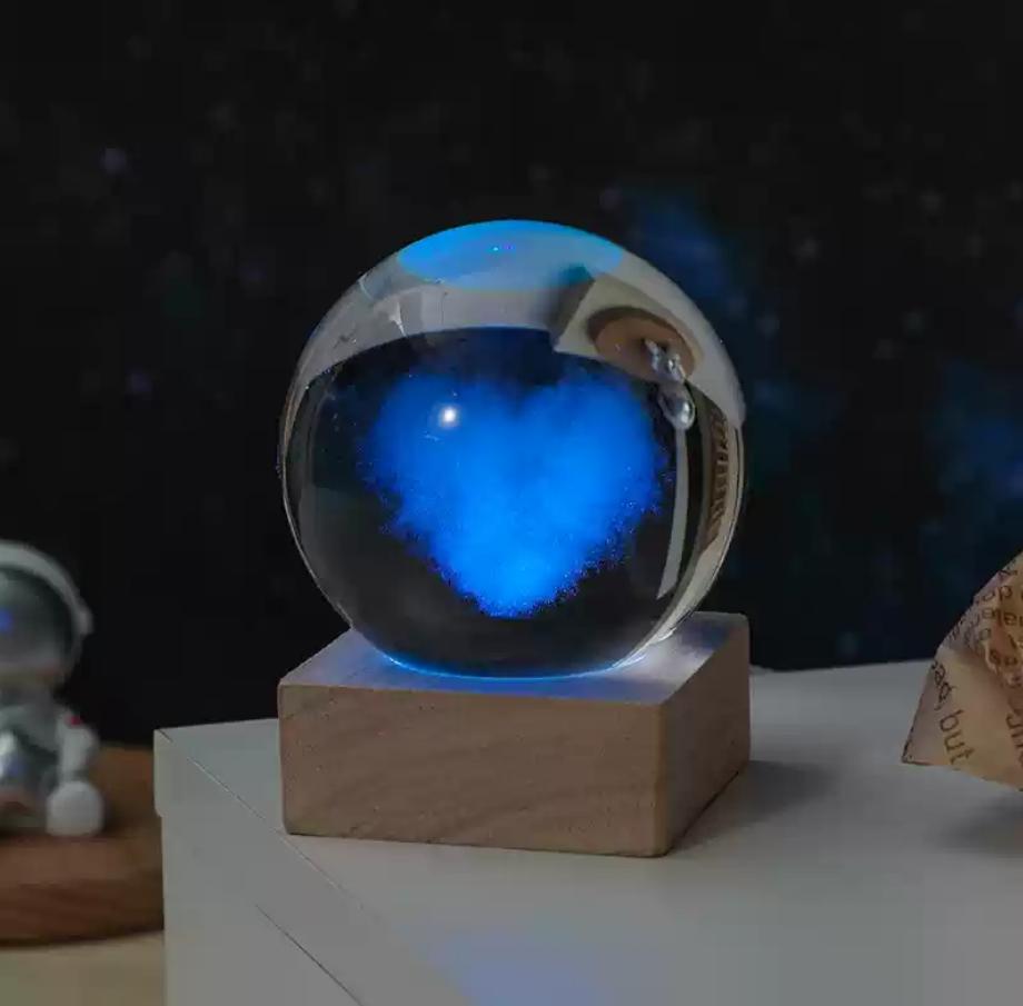 Valentinstag dekorative Lampe 3D Kristallkugel leuchtende LED Nachtlicht Schlafzimmer Dekor Galaxie Mond Nachtlampe Geschenk für Kinderpaar