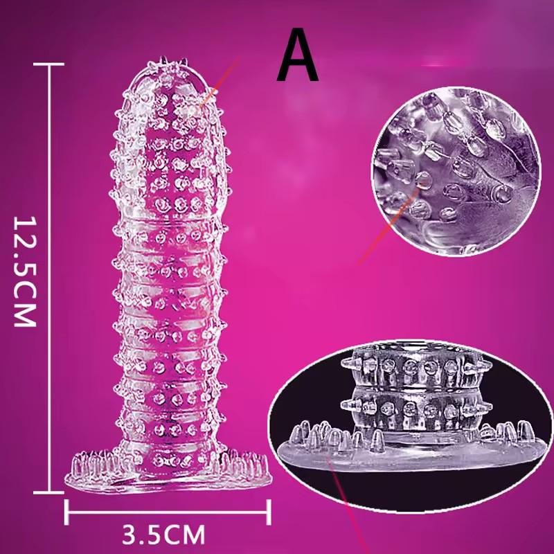 1PCS Reusable Dotted Spike Penis Sleeve for Men Delay Ejaculation Adult Sex Toy Cock Extender Dildo Cover