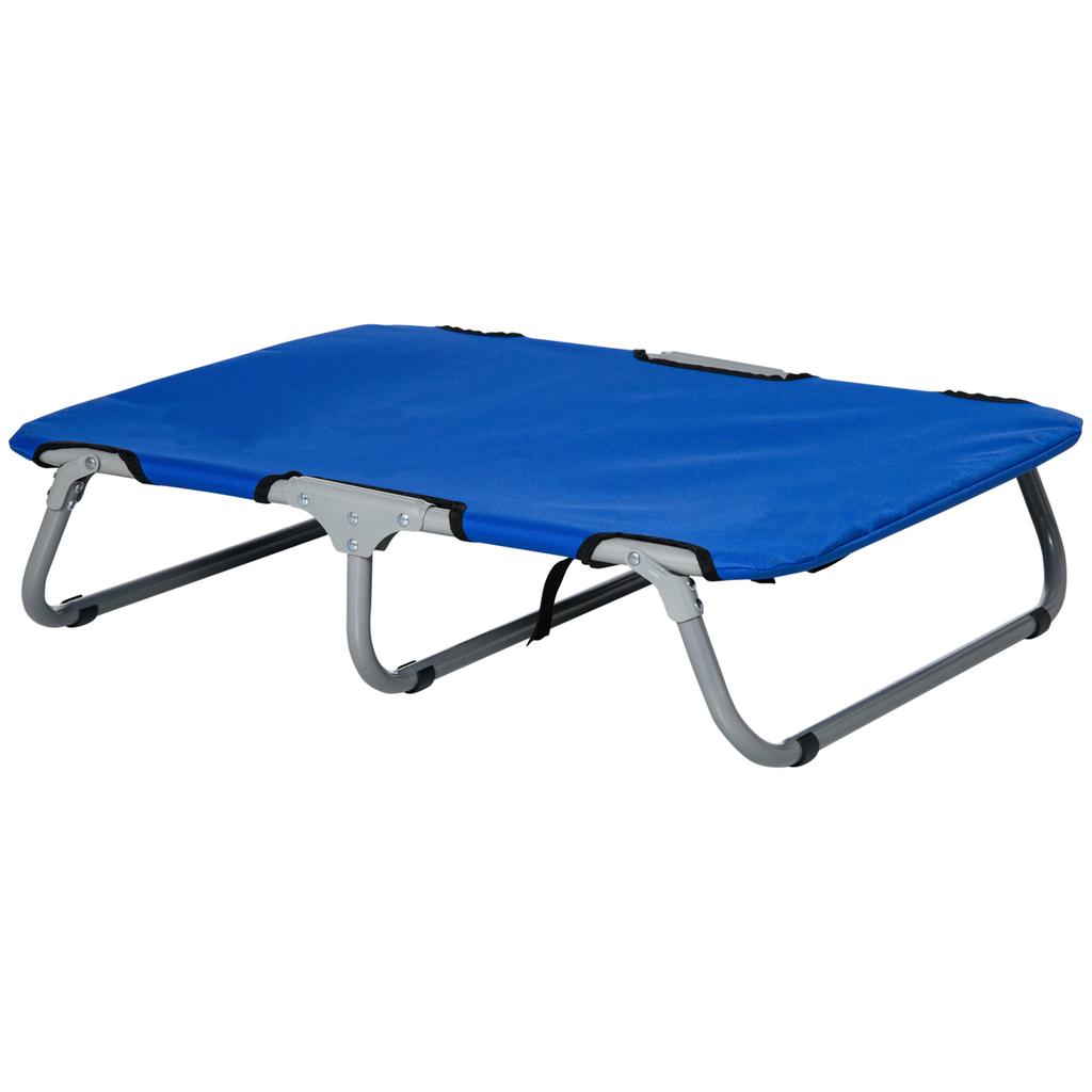 Folding Cot for Small Size Dogs for Indoor and Outdoor, Raised Dog Bed, in Steel and Oxford Fabric, 71x58x20 cm, Blue
