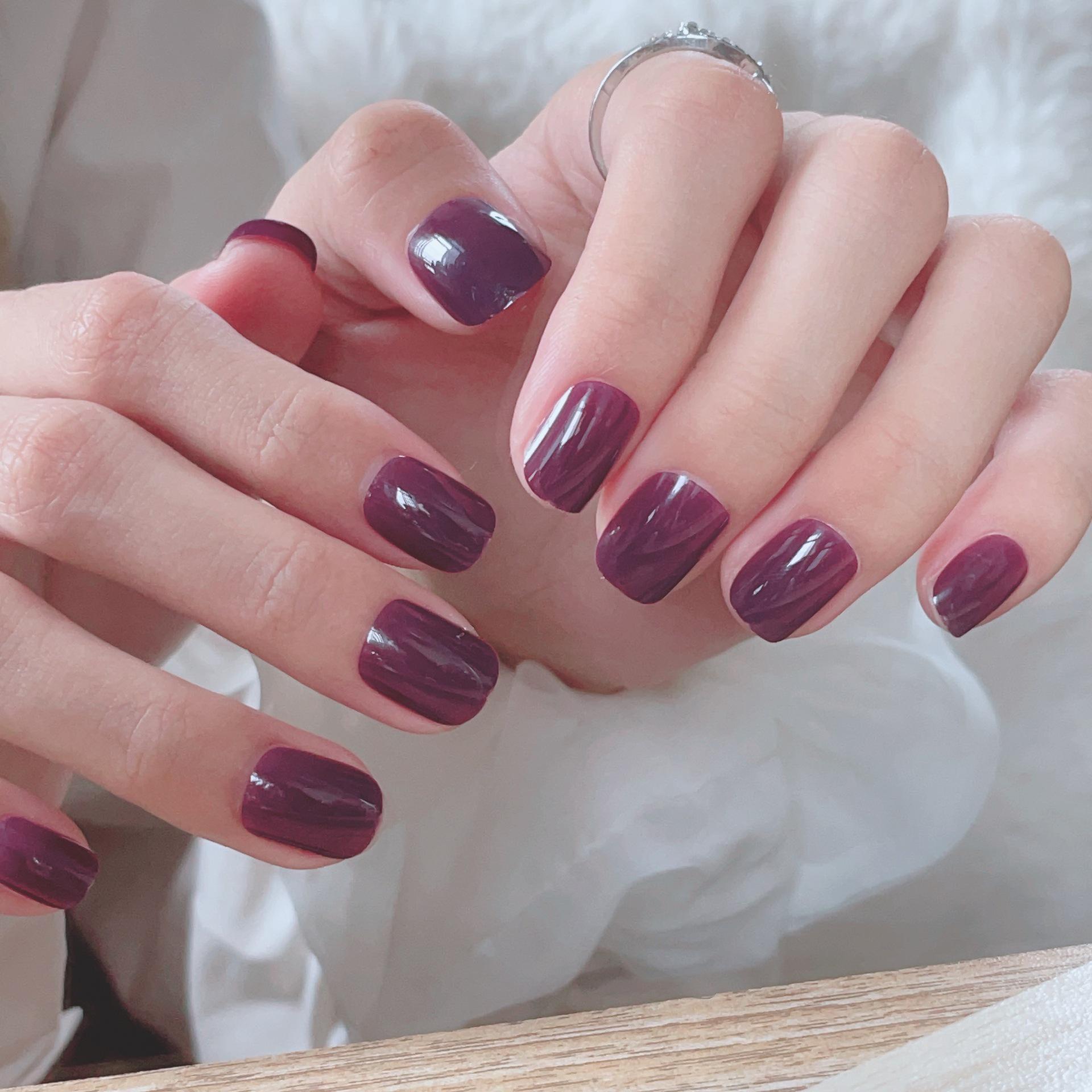 

Sheer Purple Short-Length Solid Color Press-On False Nails for Women Enchanted Sheer Purple [Glue Version]