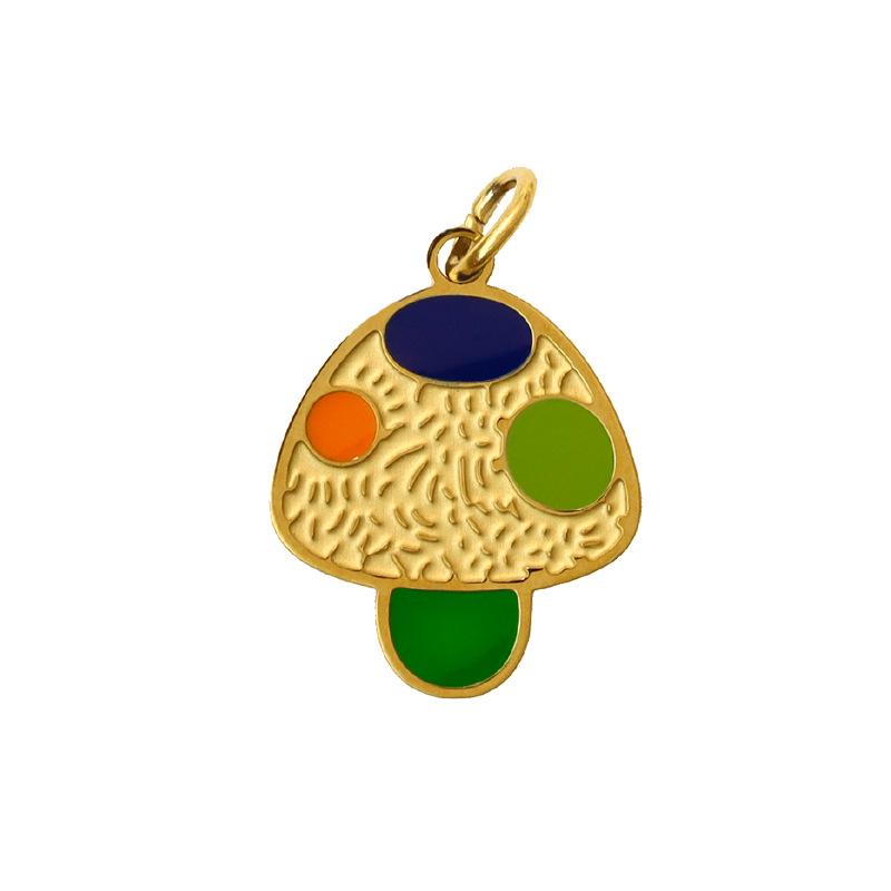 Summer On The New National Tide Does Not Fade Niche Dripping Oil Colored Mushroom Necklace Accessories Diy Design Pendant Female