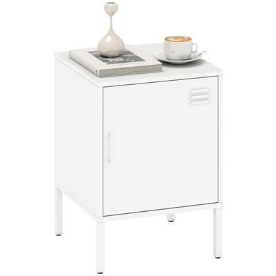 Steel Nightstand, Side Table for Various Purposes, Adjustable Shelf, for Bedroom, Living Room, White