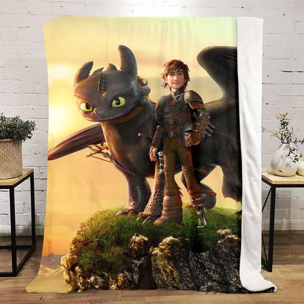High-quality How to Train Your Dragon Toothless themed printed blanket. Soft and comfortable, a perfect gift for  friends.