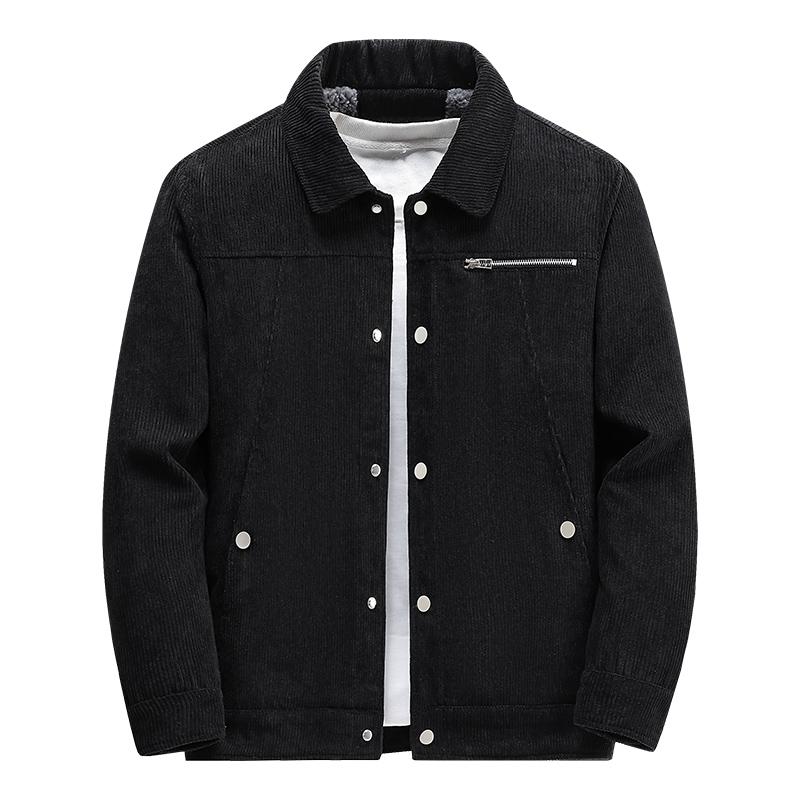 Chaquetas de Invierno para Hombre Forro Polar Engrosado Cálido Chaquetas de Pana Ropa Exterior Masculina Moda Abrigos de Botonadura Única Cortavientos Térmico Parka