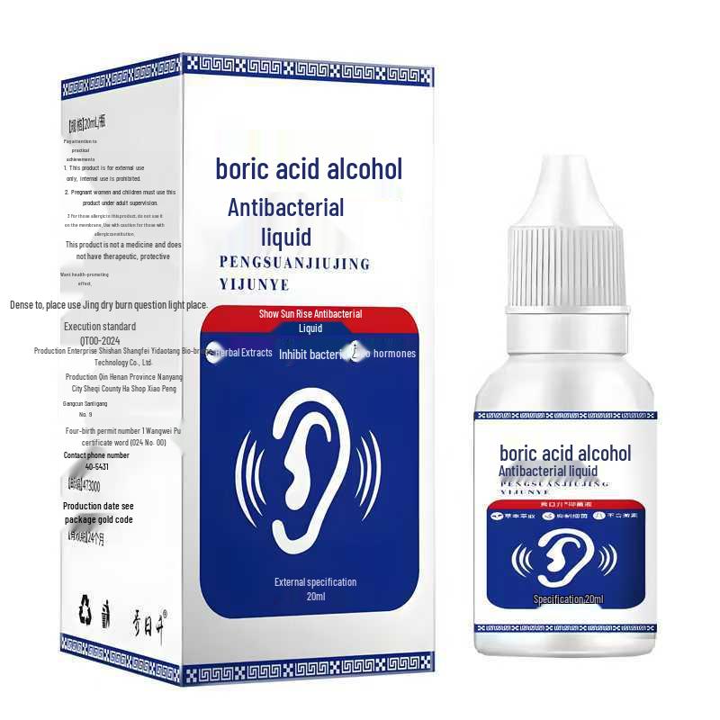 Boric Acid Ear Drops - Antibacterial Earwax Softener & Middle Ear Wash for Inflammation