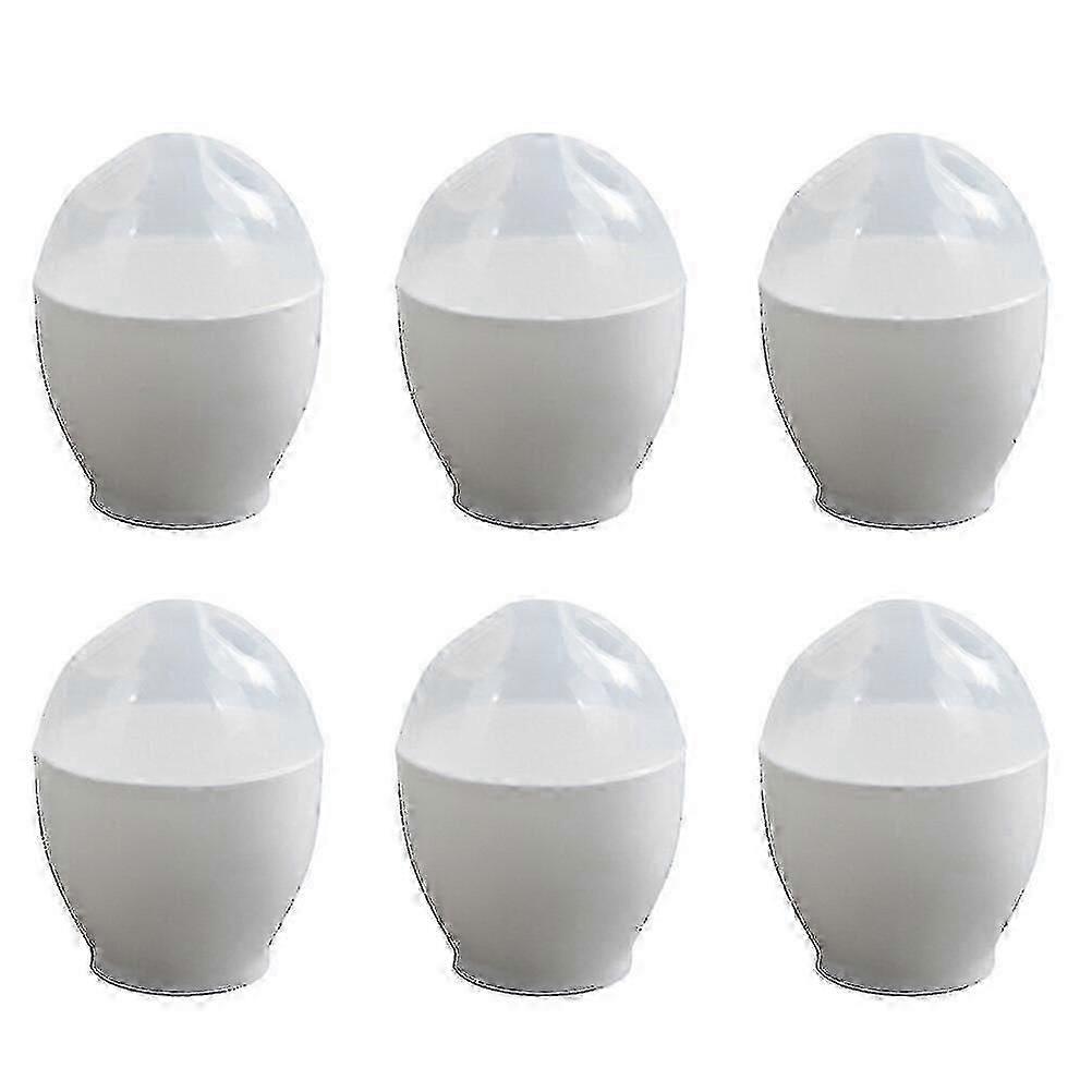6pcs Microwave Steamed Egg Cup Mini Egg Cooker Portable Egg Poacher For Home Kitchen (white)