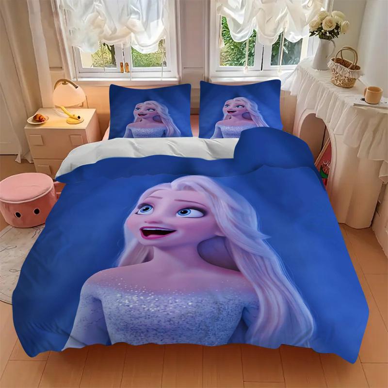 3pcs Elsa Frozen Printed Bedding Set, Soft and Comfortable Quilt Cover for Bedroom S045