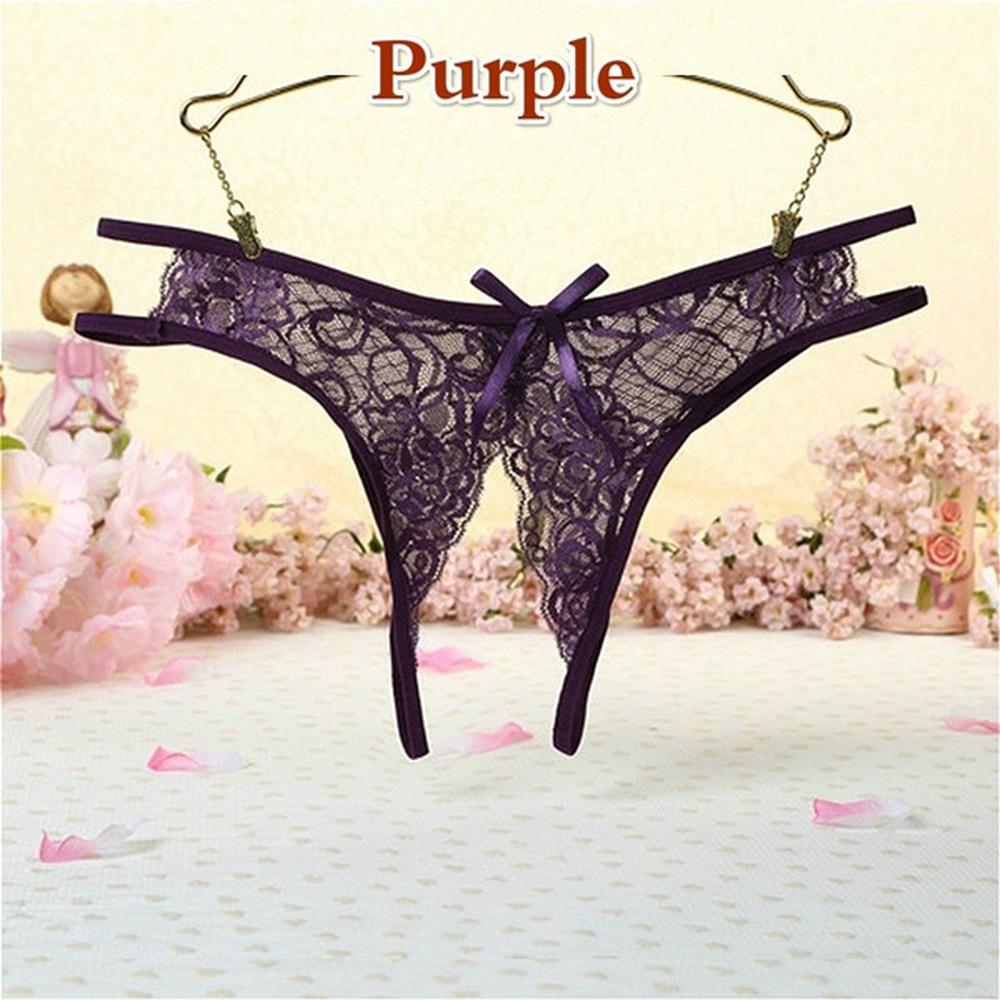 WAKEWAY Sexy Women Open File Lace G String Thongs Low Waist Seamless Female Underpants Comfortable Ladies Fun Underwear