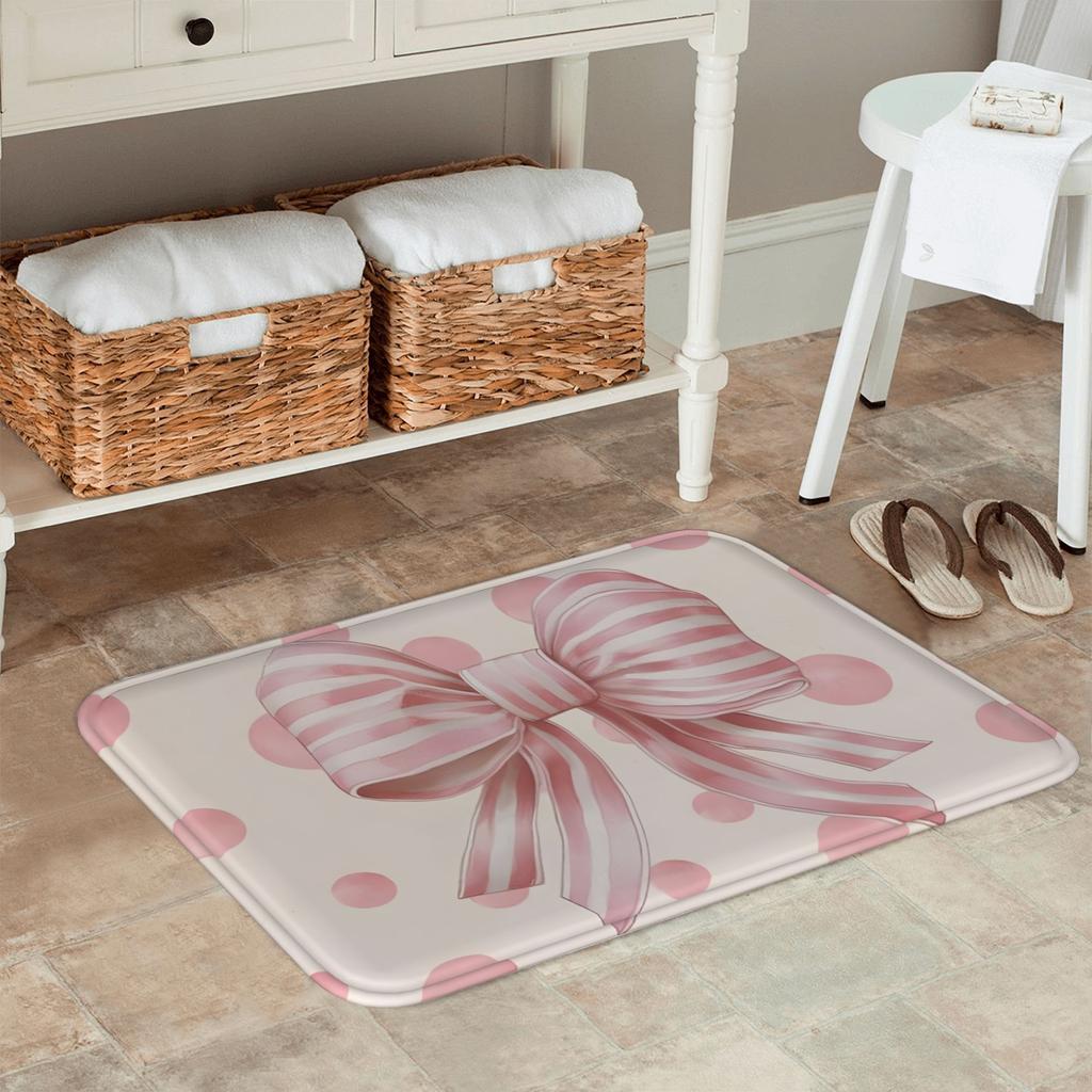 1PC Hiar bow Pattern Kitchen Rug Non-Slip Door Mat Pop design Bathroom Rug Bath Mat Carpet for Home Sink Laundry Decoreeree
