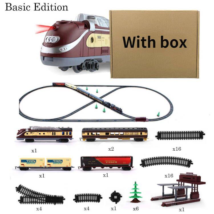 City Super Long Train Track Cargo Car Carriage Wagons Passenger Model Accessories Classical Electric Set Children Train Toy