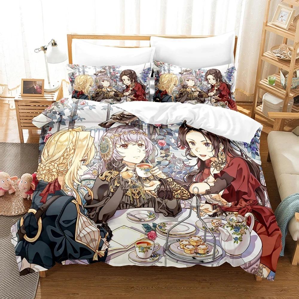 Anime Violet Evergarden Bedding Set Boys Girls Twin Queen Size Duvet Cover Pillowcase Bed Kids Adult Home Textileextile