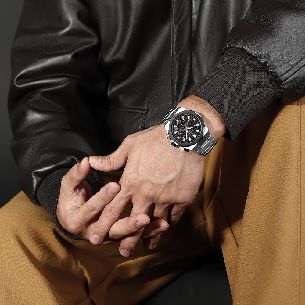 NAVFIROCE Original Men Quartz Watch Stainless Steel Strap Stopwatch Chronograph Date Waterproof Luminous Pointer Men Fashion Watch NF8081