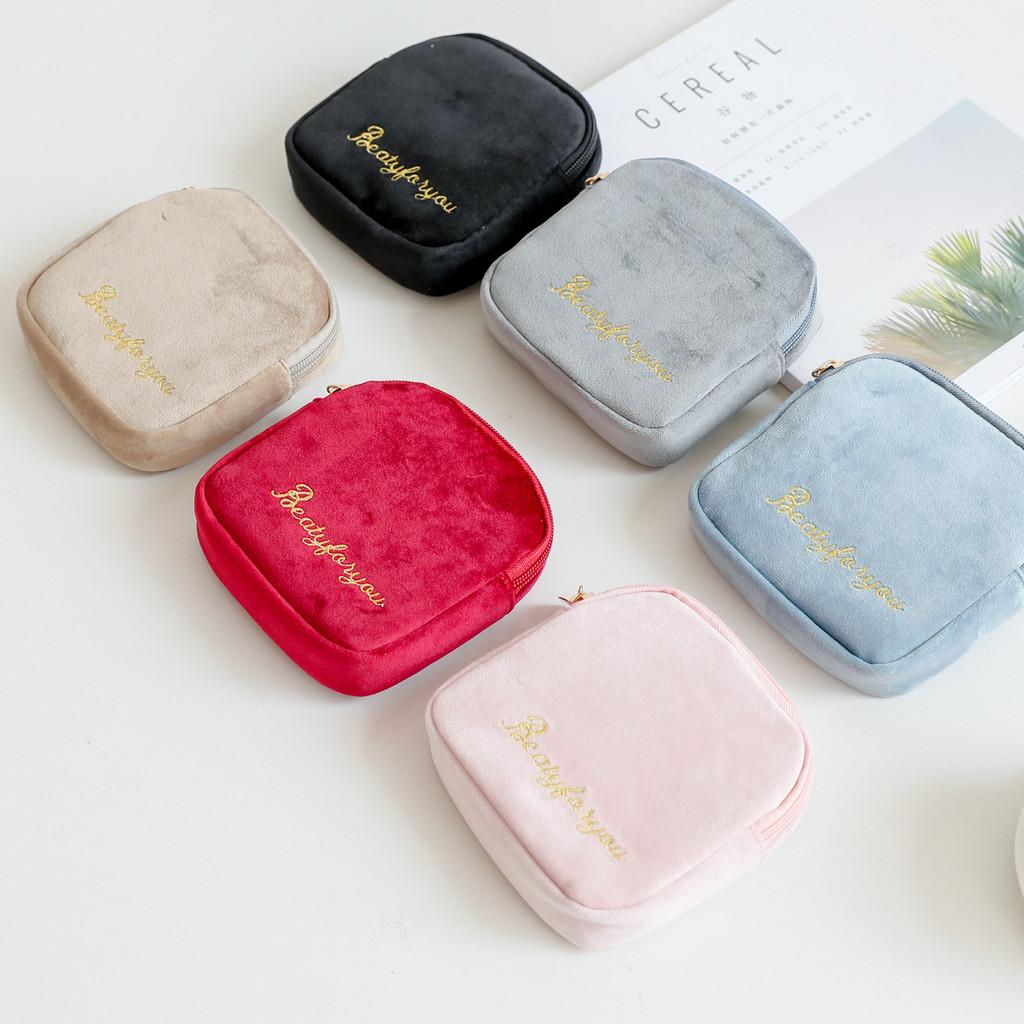 Letter Embroidery Menstrual Pad Storage Bag Portable Travel Handbag Case Makeup