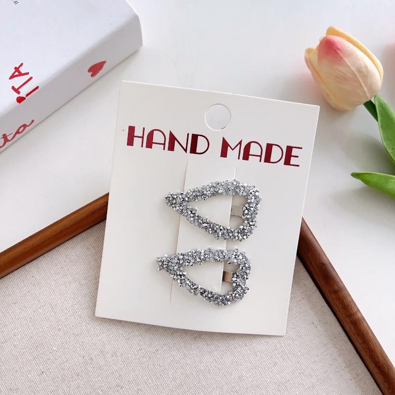 Spinka do włosów z kryształkami w kształcie serca i gwiazdy  Akcesorium do włosów na grzywkę boczną  Geometryczna pusta spinka do włosów na potylicę