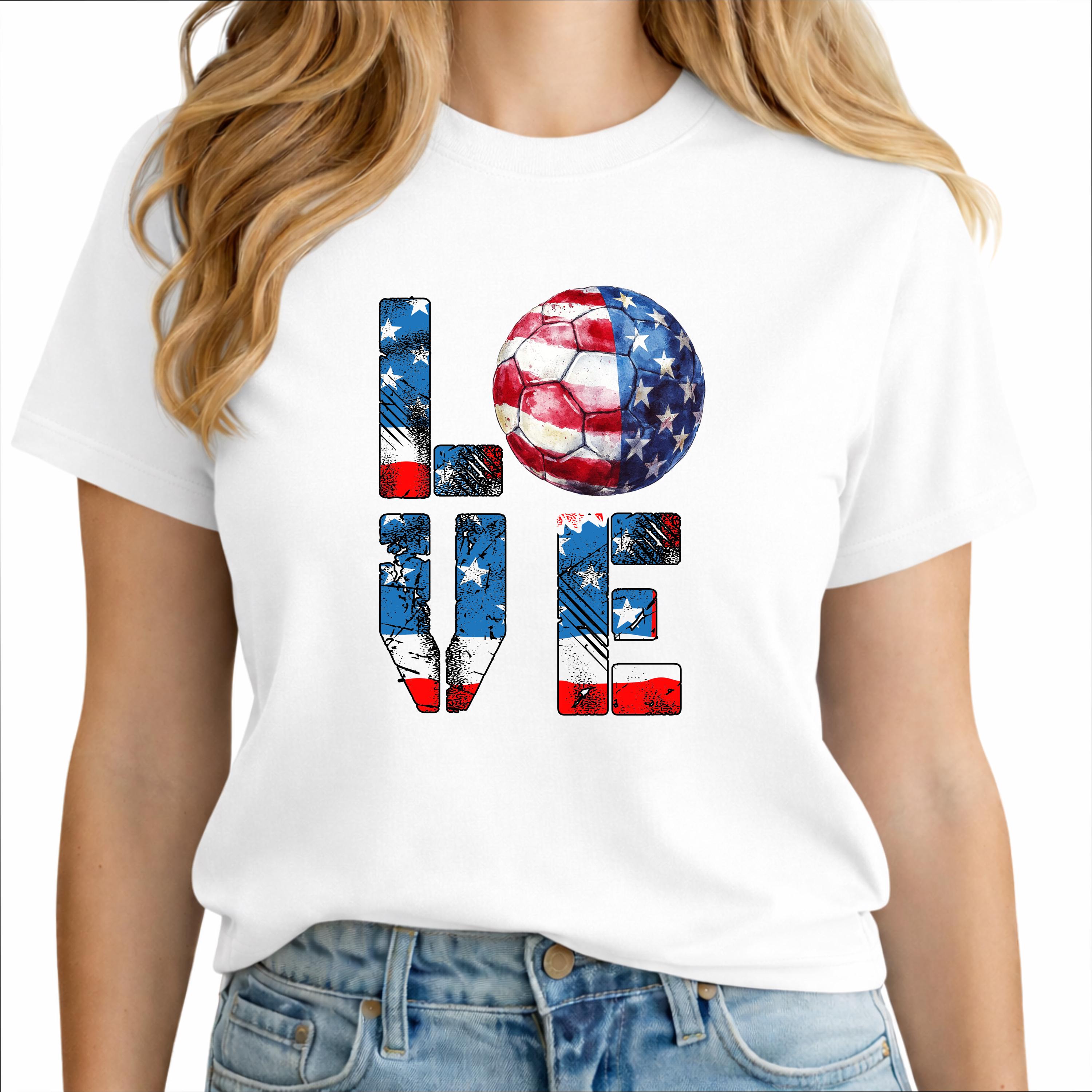 World Cup 2026 Shirt Soccer Love Shirt USA Soccer Tees Women T Shirts Cotton Tops S