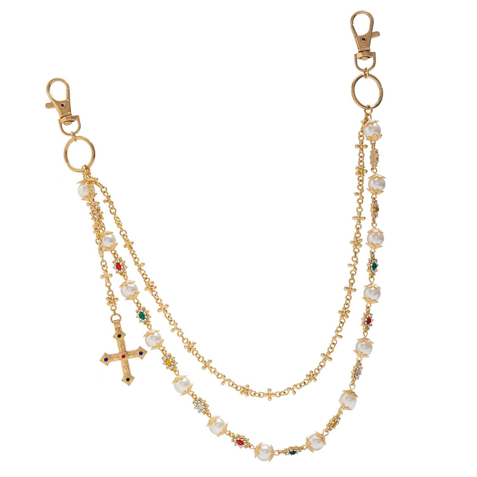 

Modern Pants Chain Imitation Pearls Chain Belt with Pendant Suitable for Adding a Touch of Elegances to Your Party