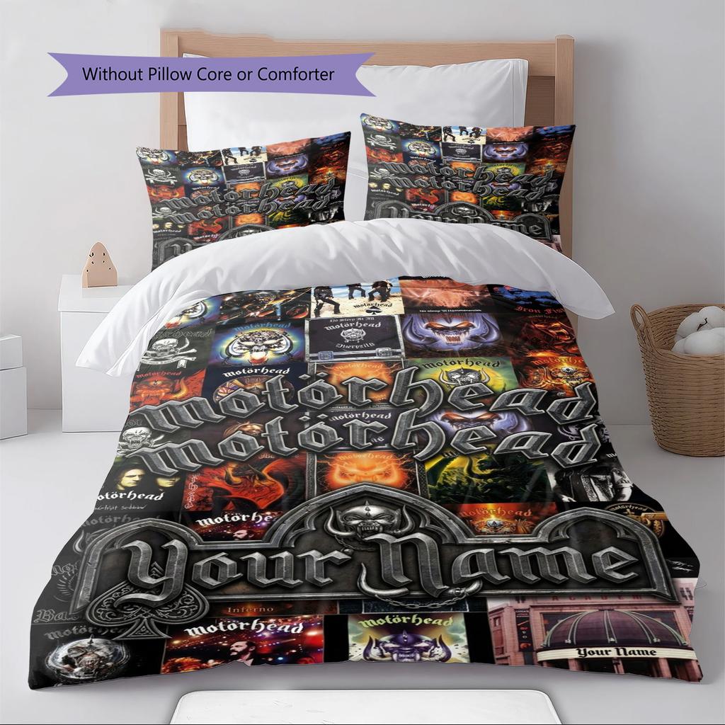 Name Custom Motörhead Pattern Bedding Set Quilt Cover Pillowcase Home Decor Gift (1 * Duvet Cover + 2 * Pillowcase, Without Core)