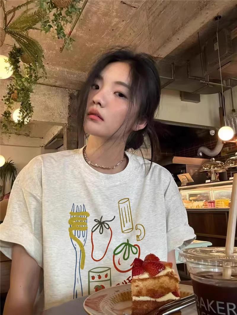 

2025 Women s American-Style Loose Cotton Short-Sleeve T-Shirt - Summer Niche Straight-Shoulder Design 3XL [High Quality]